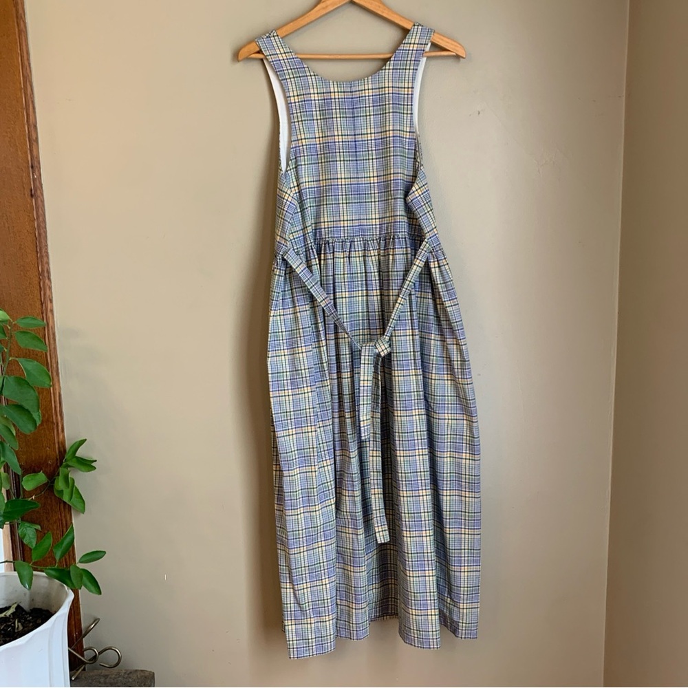 Vtg HANDMADE USA COTTAGECORE PLAID JUMPER DRESS Pinafore Trad Farmhouse Buttons - Picture 9 of 9